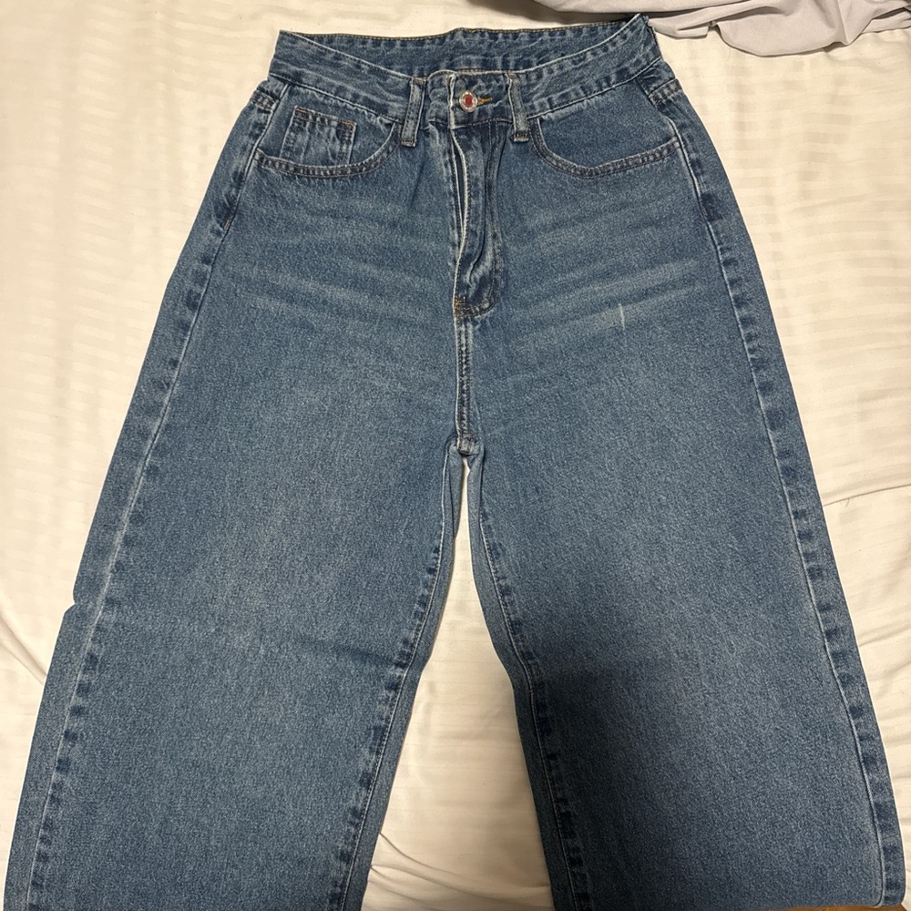 SHEIN Classic Blue Denim Pants
